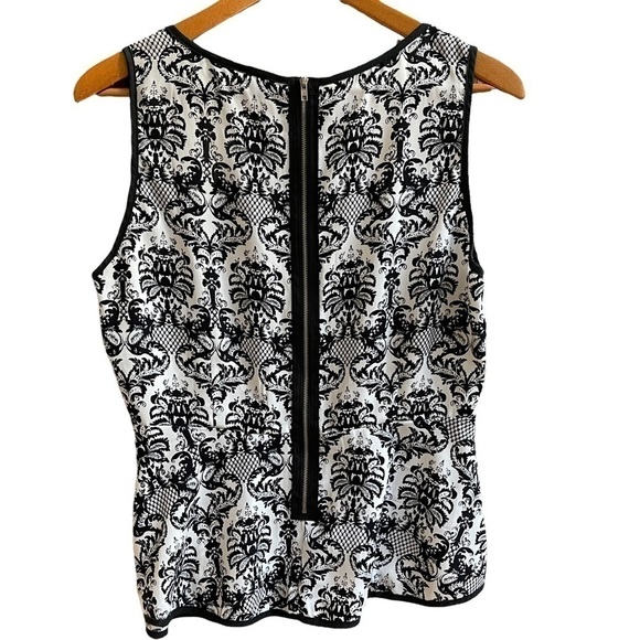 Addie Sleeveless Top Black White Zip Back Office Career Women's Size Large - Picture 2 of 5
